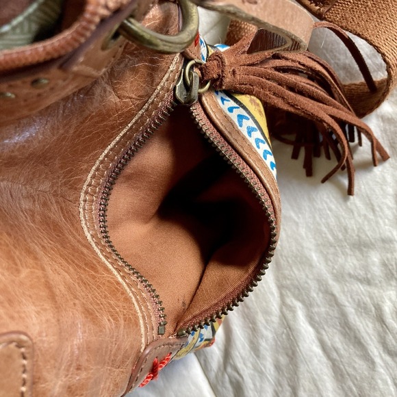 THE SAK Pax Leather Small Crossbody Purse Tribal Brown Convertible Strap Boho - Picture 5 of 16